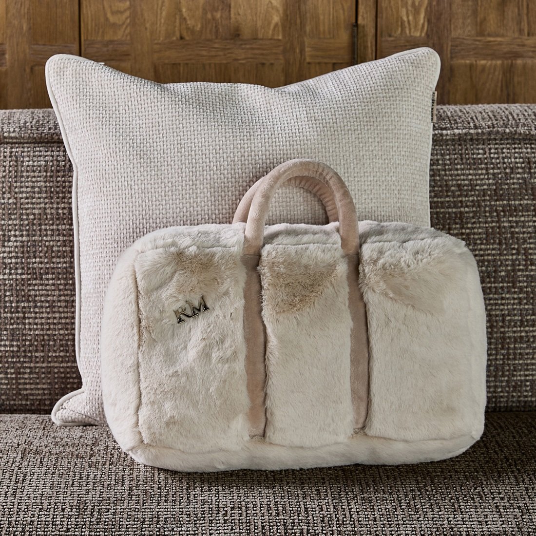 RM Handbag Faux Fur Box Pillow