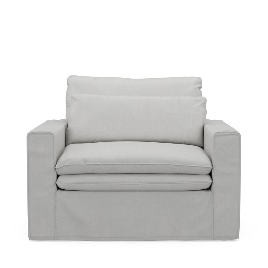 Continental Love Seat, washed cotton, ash grey